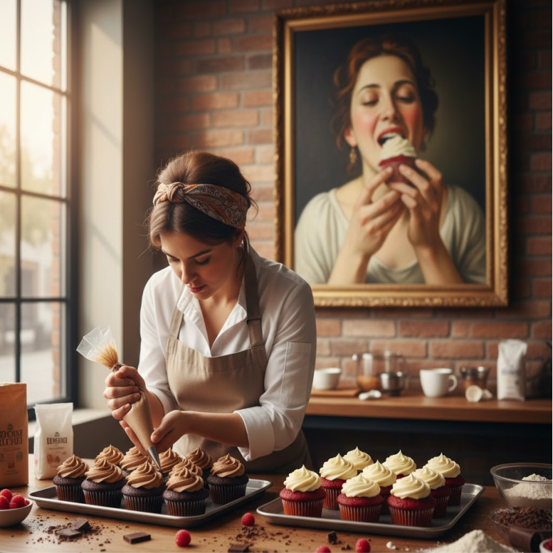 Reposteros de Dulzura Artesanal decorando cupcakes personalizados en Cali