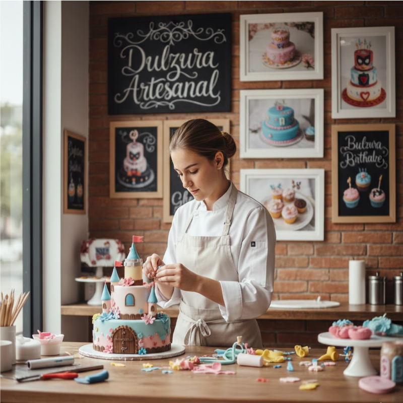 Equipo de Dulzura Artesanal preparando tortas personalizadas en Cali