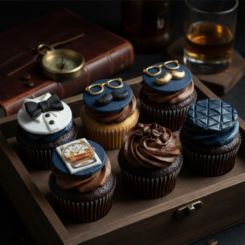 Cupcakes de chocolate personalizados con diseños temáticos en fondant en Cali
