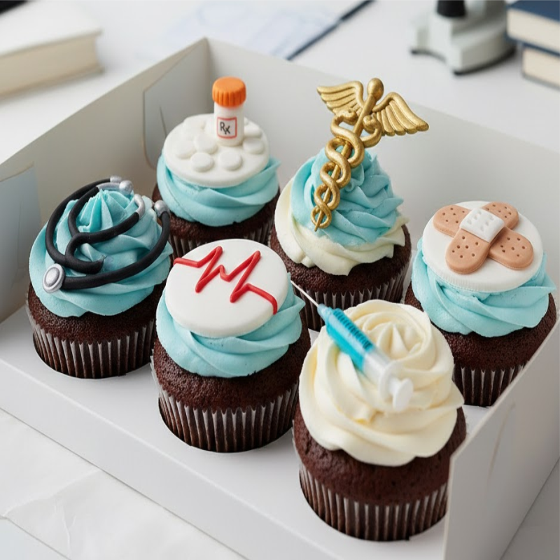 Cupcakes temáticos de profesiones médicas y salud personalizados en Cali